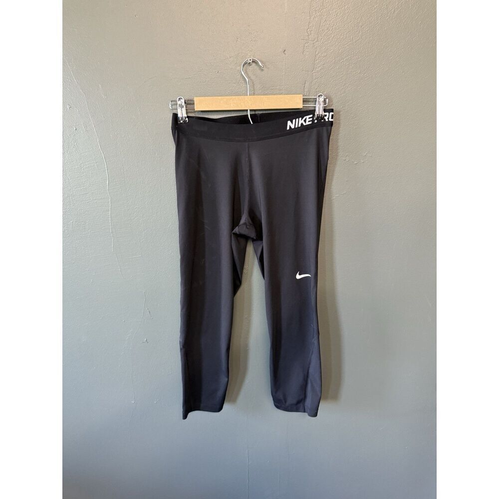 Nike Pro Womens Black Compression Cropped Baselayer Pants Size Large